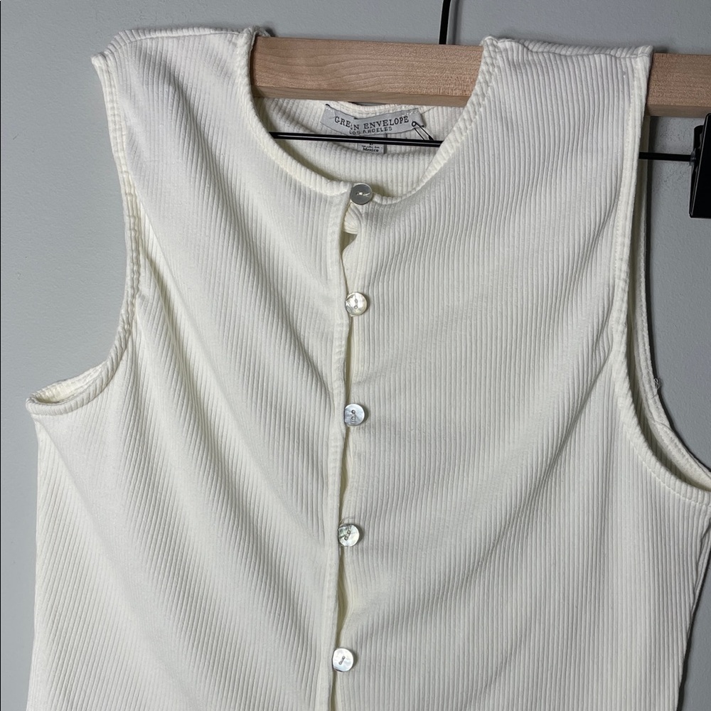 Green Envelope Ribbed Cream Top - Picture 3 of 4